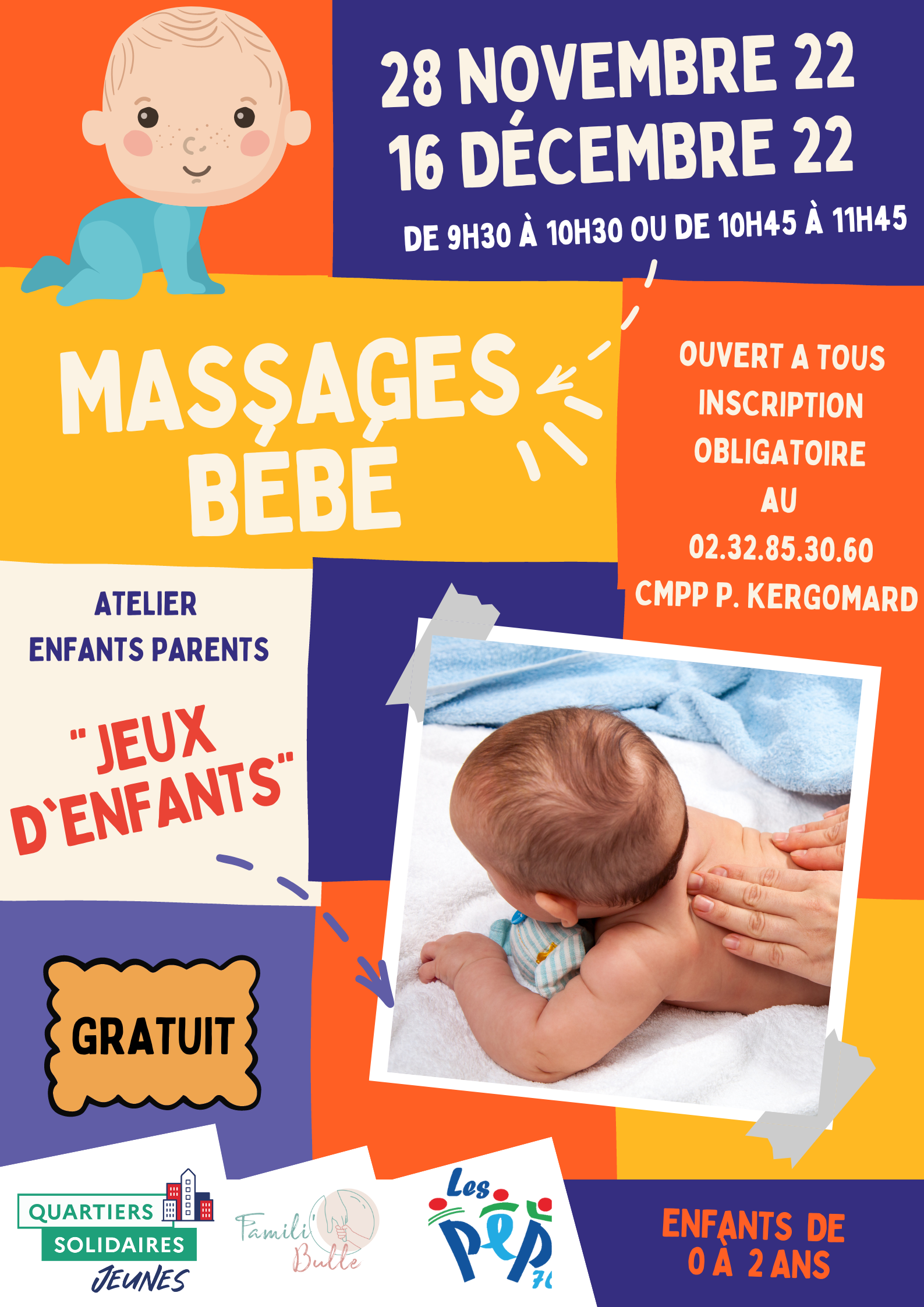 Ateliers massages bébé au CMPP Kergomard